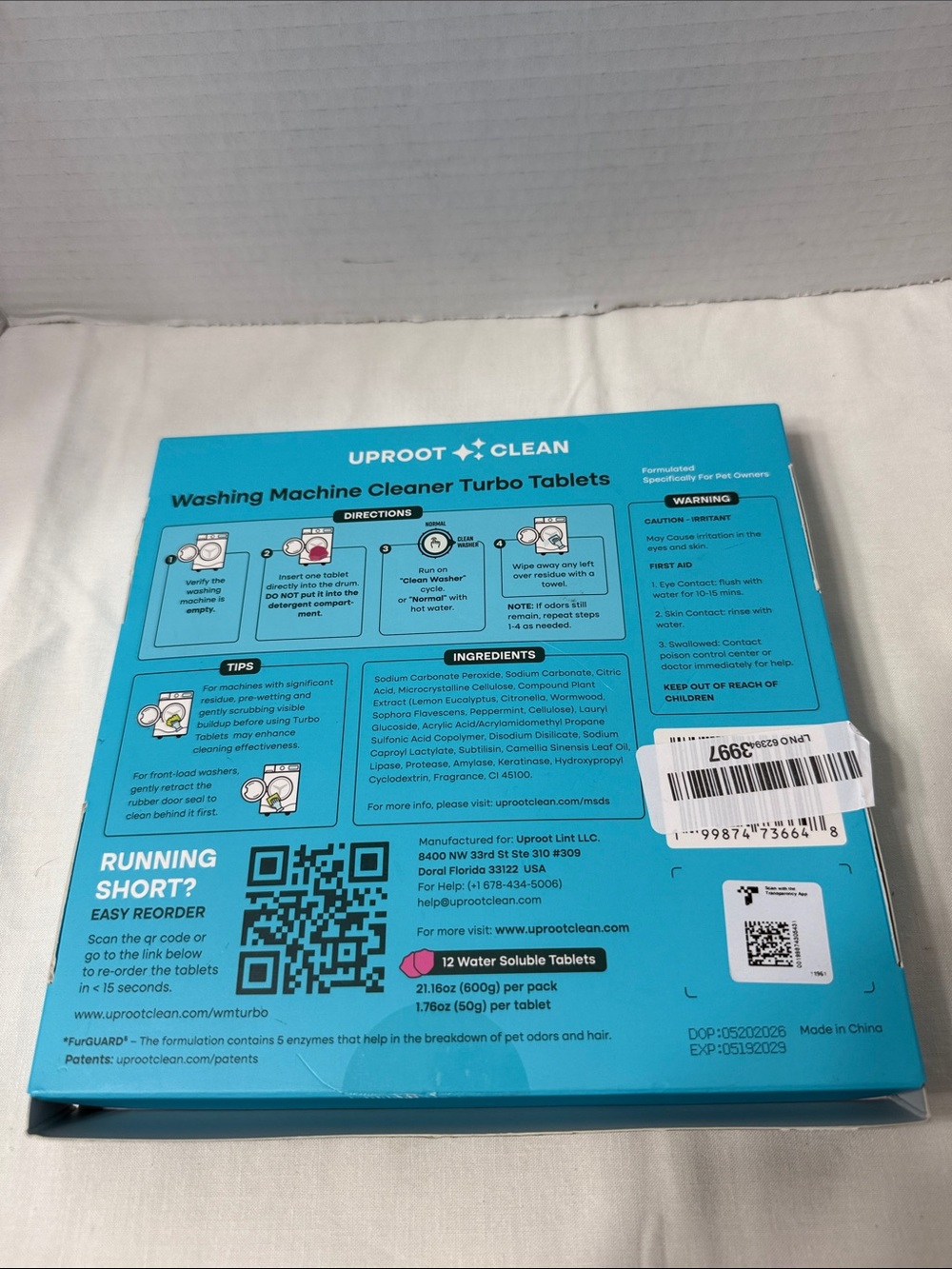 Uproot Clean Washing Machine Cleaner Turbo Fur Guard 11 Month Supply 11 Tablets - Picture 2 of 6
